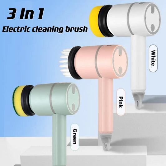 Brosse de nettoyage électrique 3 en 1 multifonctionnelle pour la maison, épurateur rotatif électrique USB, gadget de nettoyage pour appareils ménagers