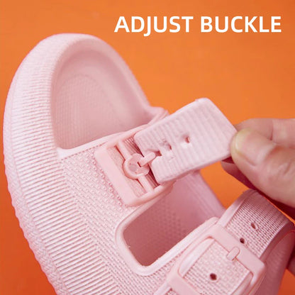 Soft Sole Pillow Slippers for Women Double Buckle Thick Platform Cloud Slides Sandals Woman Summer Beach Non Slip Flip Flops