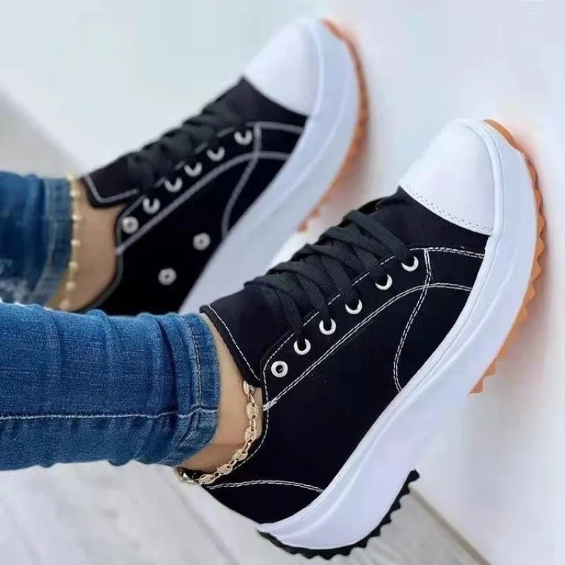 2023 nueva moda de verano zapatos informales para mujer, zapatillas de deporte de talla grande para mujer, zapatos deportivos de plataforma para mujer, zapatos de tenis con cordones, talla 43