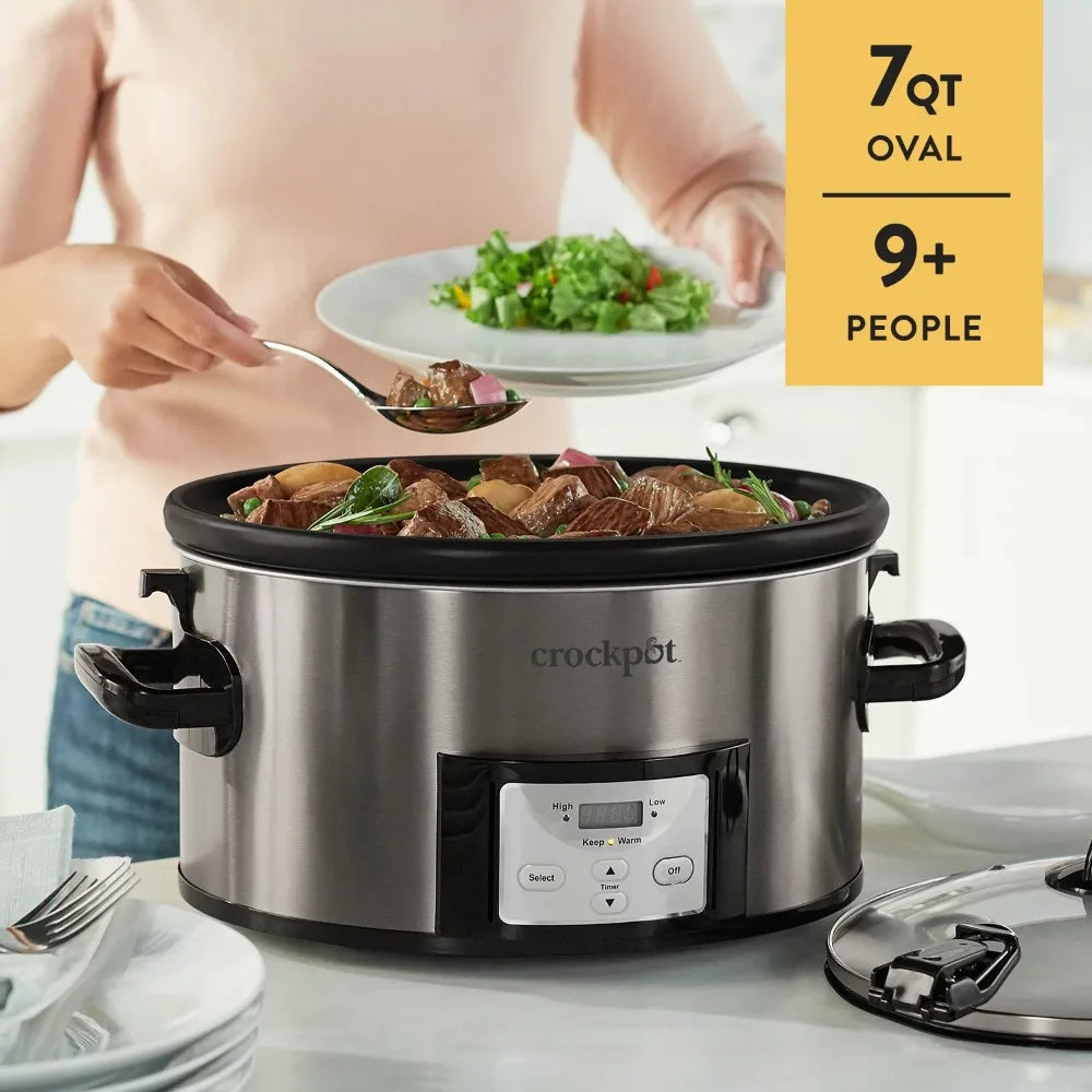 Mijoteuse Cook &amp; Carry™ Crockpot™ de 7 pintes facile à nettoyer, acier inoxydable noir