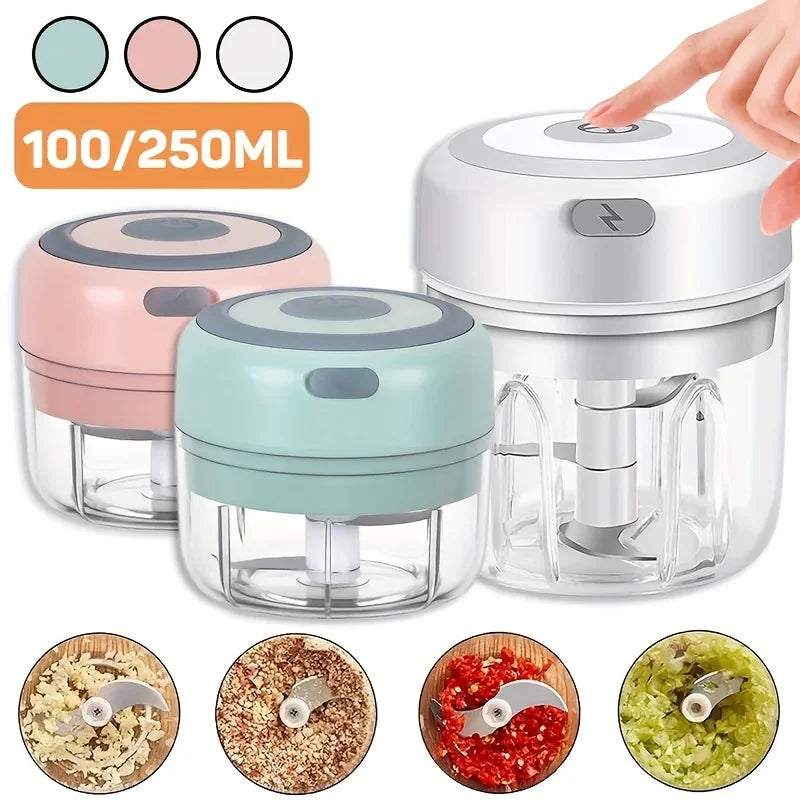 Presse-ail électrique sans fil 100/250 ml, coupe-légumes et fruits, gadgets de cuisine pour la maison, broyeur d'aliments portable USB, broyeur à viande