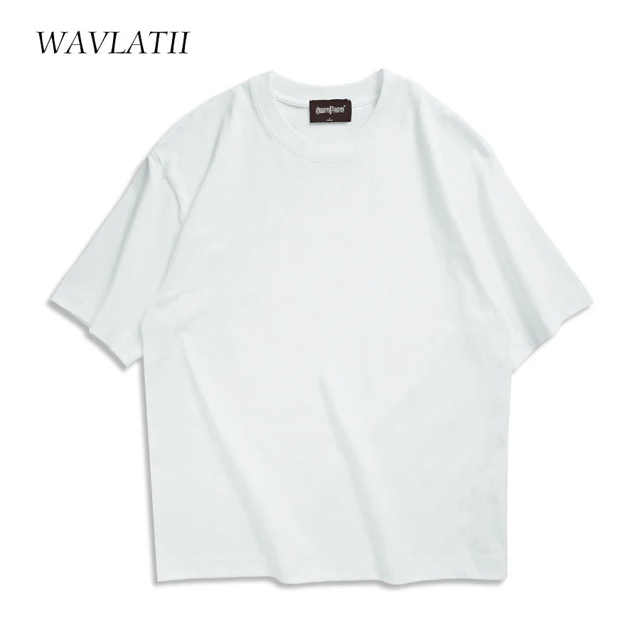 WAVLATII, camisetas de verano de gran tamaño para mujeres y hombres, camisetas informales marrones para mujer, ropa de calle coreana, camisetas básicas Unisex sólidas y geniales para jóvenes