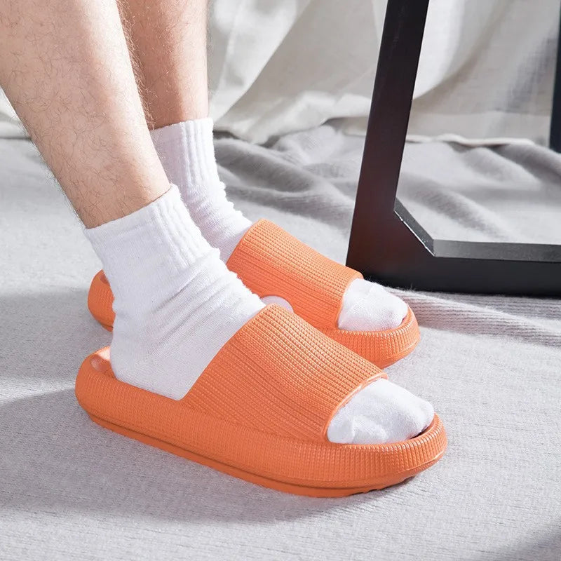 Women Bathroom Slippers Cloud Cushion Slides Summer Soft Thick Platform Home Men Indoor Non-slip Flat Flip Flops Quick Drying