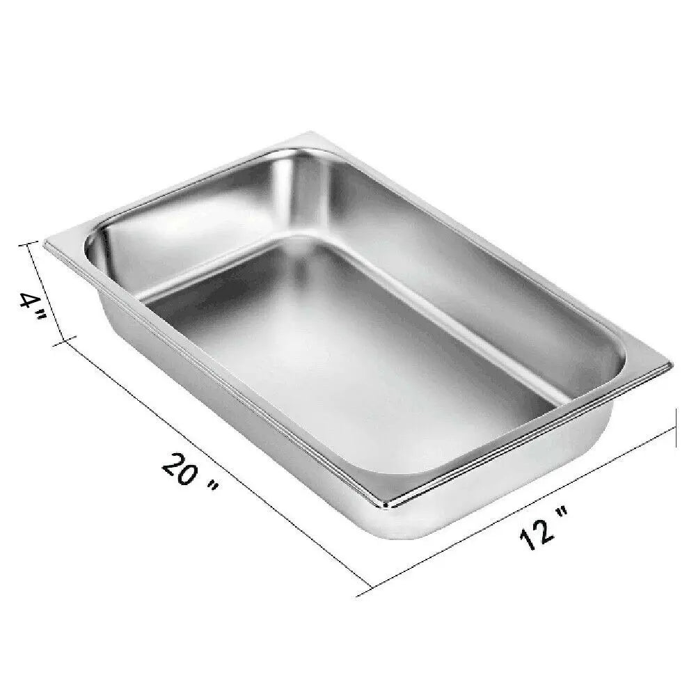 4Pcs Buffet Chafing Dishes 4" Gastronorm Pans Steam Table Pans Tray Stainless Steel Food Container for Party BBQ Baking