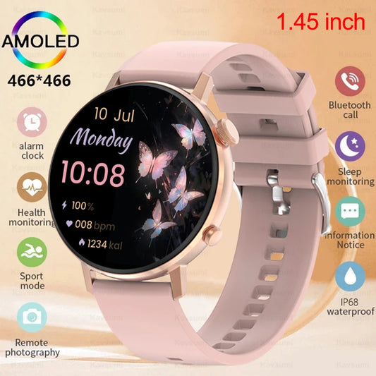 2024New ECG Health Watch Women AMOLED HD Screen NFC Smartwatch HD Bluetooth Call Sport Clock IP68 Waterproof Smart Watch For IOS