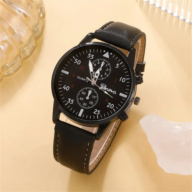 5 pièces ensemble mode hommes montres de sport homme affaires Quartz montre-Bracelet de luxe en cuir Bracelet hommes horloge décontractée montre