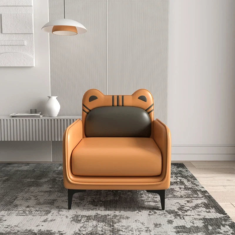 Children's parent-child sofa boy modern minimalist cartoon home room reading chair stool double leather sofa