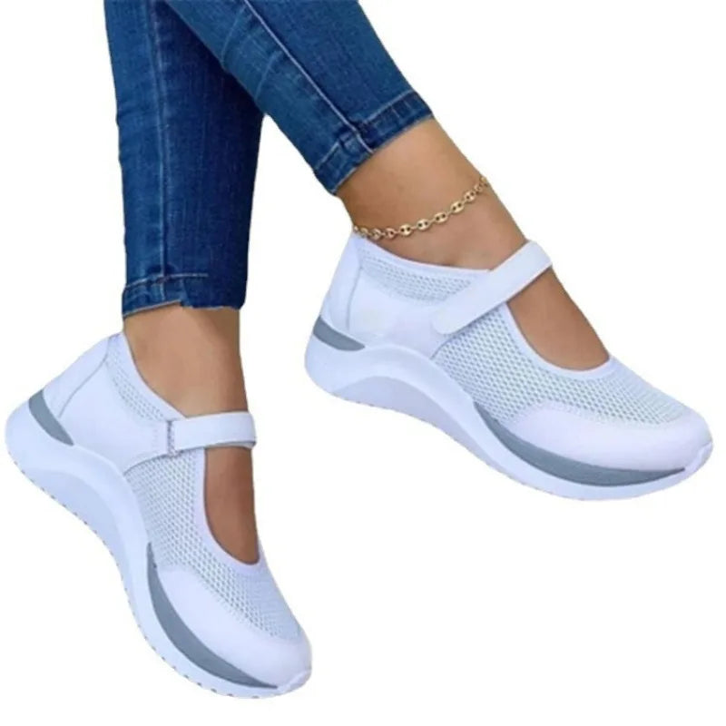 Tête ronde tricoté femmes semelle épaisse chaussures simples femmes grande taille 36-43 grille décontracté chaussures pour femmes baskets femmes