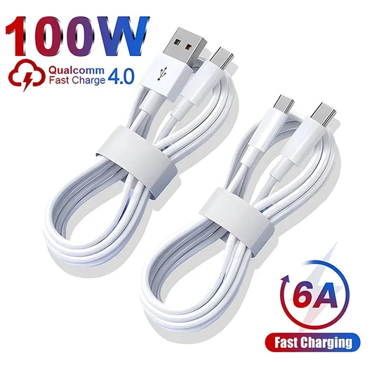 Cable USB tipo C de 100W para Samsung S23 S22 Ultra Huawei P30 Pro Xiaomi Redmi Oneplus 6A accesorios de Cable de carga rápida