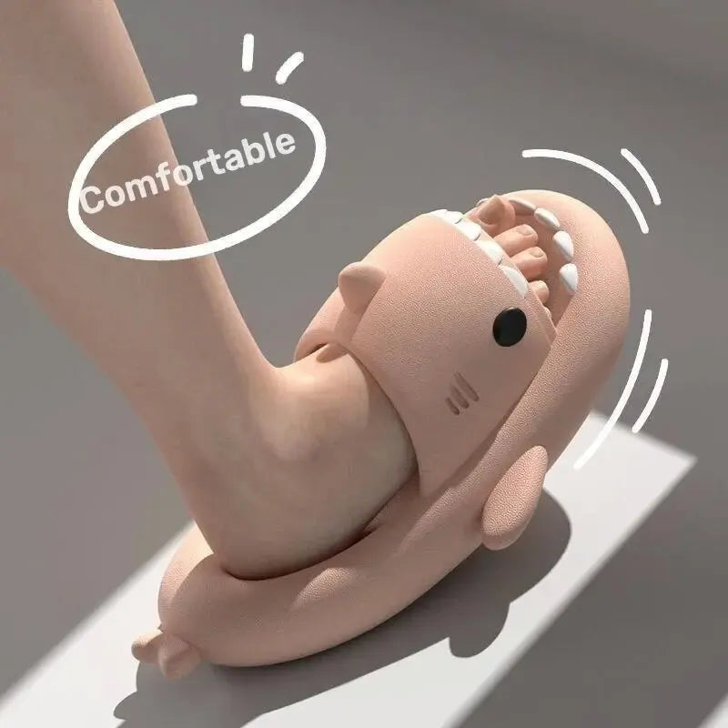 New Cute Shark Slippers Platform Women Men Indoor Bathroom Slides Couples Summer Shoes Soft Light Beach Flip Flops