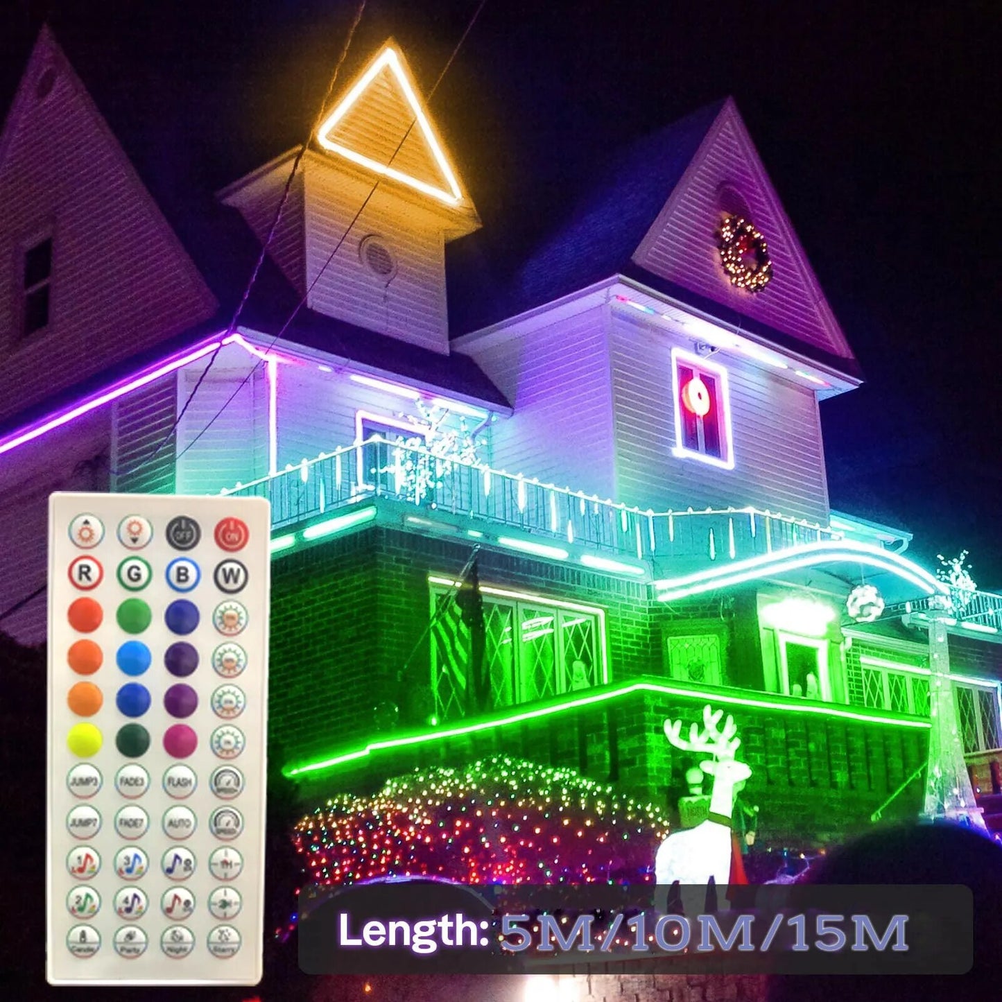 RGB Neon Lights 5m 10m 15m with App Remote Control Flexible 108Leds/M Waterproof with Remote Controller for Outdoor Garden Party