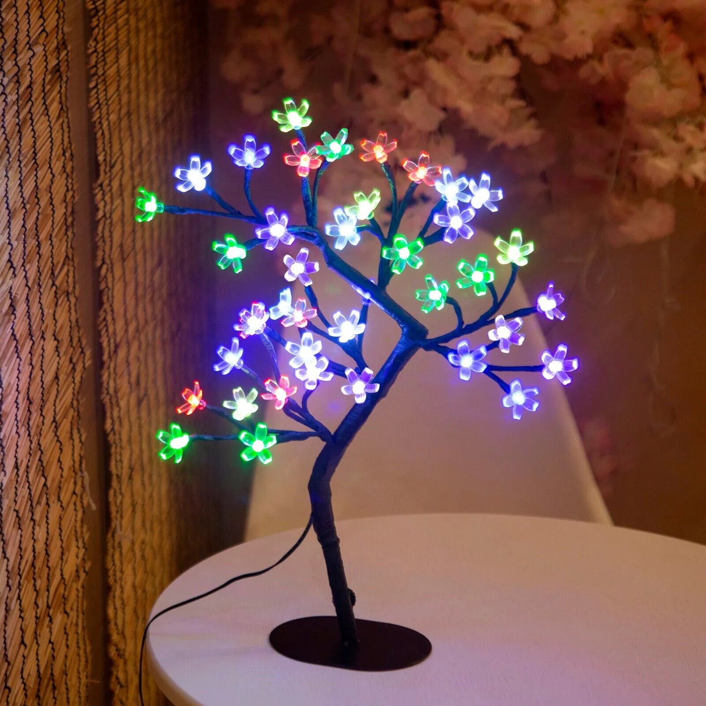 Lumière d'arbre de fleur de cerisier, 17 pouces, 40LED, lampe de table éclairée, fleur artificielle, bonsaï, alimenté par USB, cadeaux pour la décoration de la maison