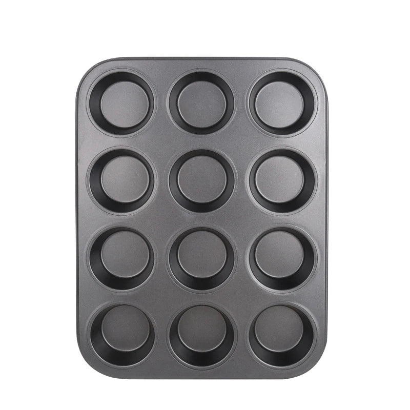 24-hole Round Cake Mold Carbon Steel Nonstick Muffin Cake Mold DIY Home Muffin Cup Baking Pan Kitchen Supplies Gadgets