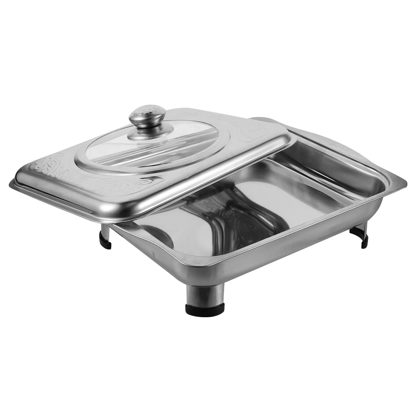 Plato de frotamiento conjunto para bufé, cubierta de chafers rectangulares de acero inoxidable, tapa, servidor de Buffet, calentador de alimentos, sartén para Catering, vapor caliente