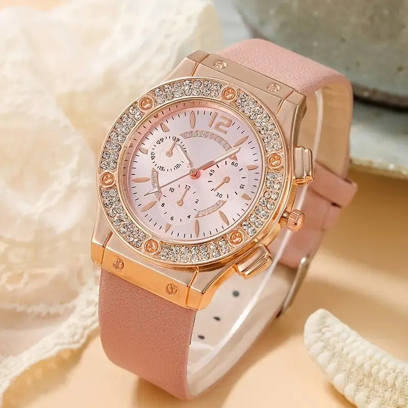 Ensemble de montres de luxe strass femmes mode montre-bracelet élégante montre à Quartz pour fille dames horloge Relogio Feminino