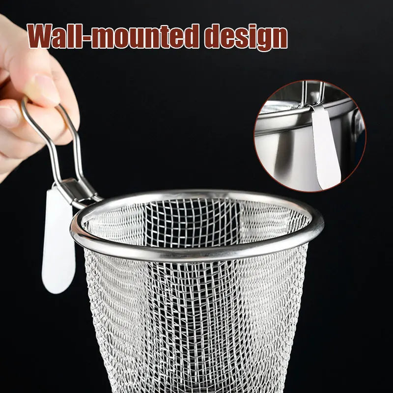 Wood Handle Kitchen Deep Frying Pot With Strainer Basket Stainless Steel Tempura French Fries Fryer Pot Chicken Fried Pan Cooker