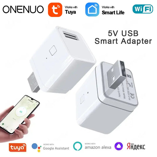 ONENUO Tuya Smart Micro USB Adaptor Switch 5V WiFi Mini USB Power Adaptor Works with Alexa Hey Google Alice for Smart Home