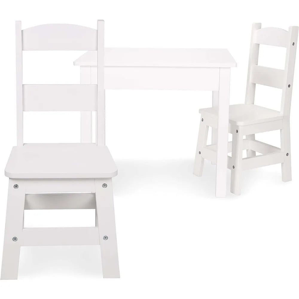 Mesas y sillas para niños Juego de mesa y 4 sillas de madera para granja, muebles infantiles para artes y actividades, blanco para edades de 3 a 8 años