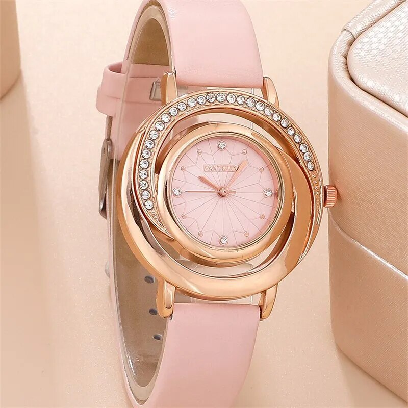 5 pièces ensemble de montre de luxe femmes bague collier boucle d'oreille strass mode montre-bracelet décontracté dames montres ensemble horloge