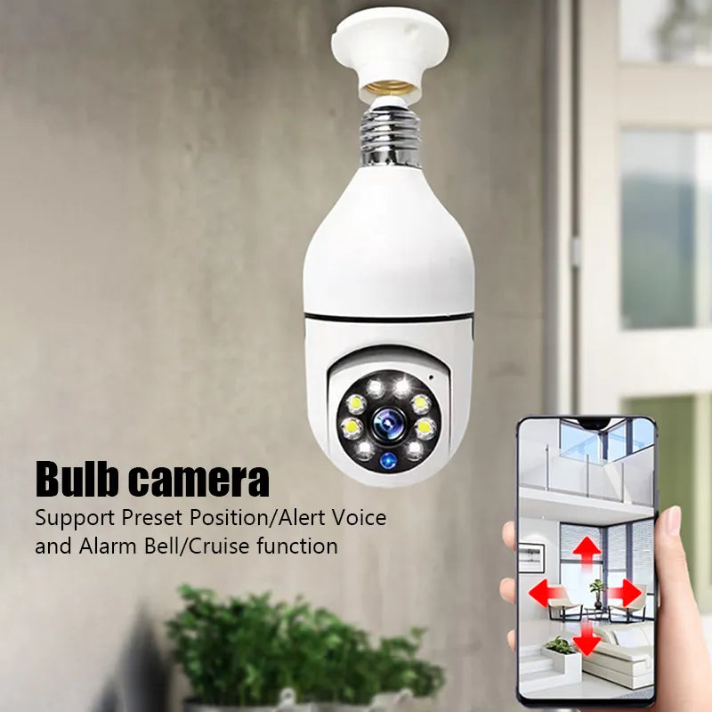 5G Wifi E27 Bulb Surveillance Camera Night Vision Automatic Human Tracking 4X Digital Zoom Video smart home Security Monitor