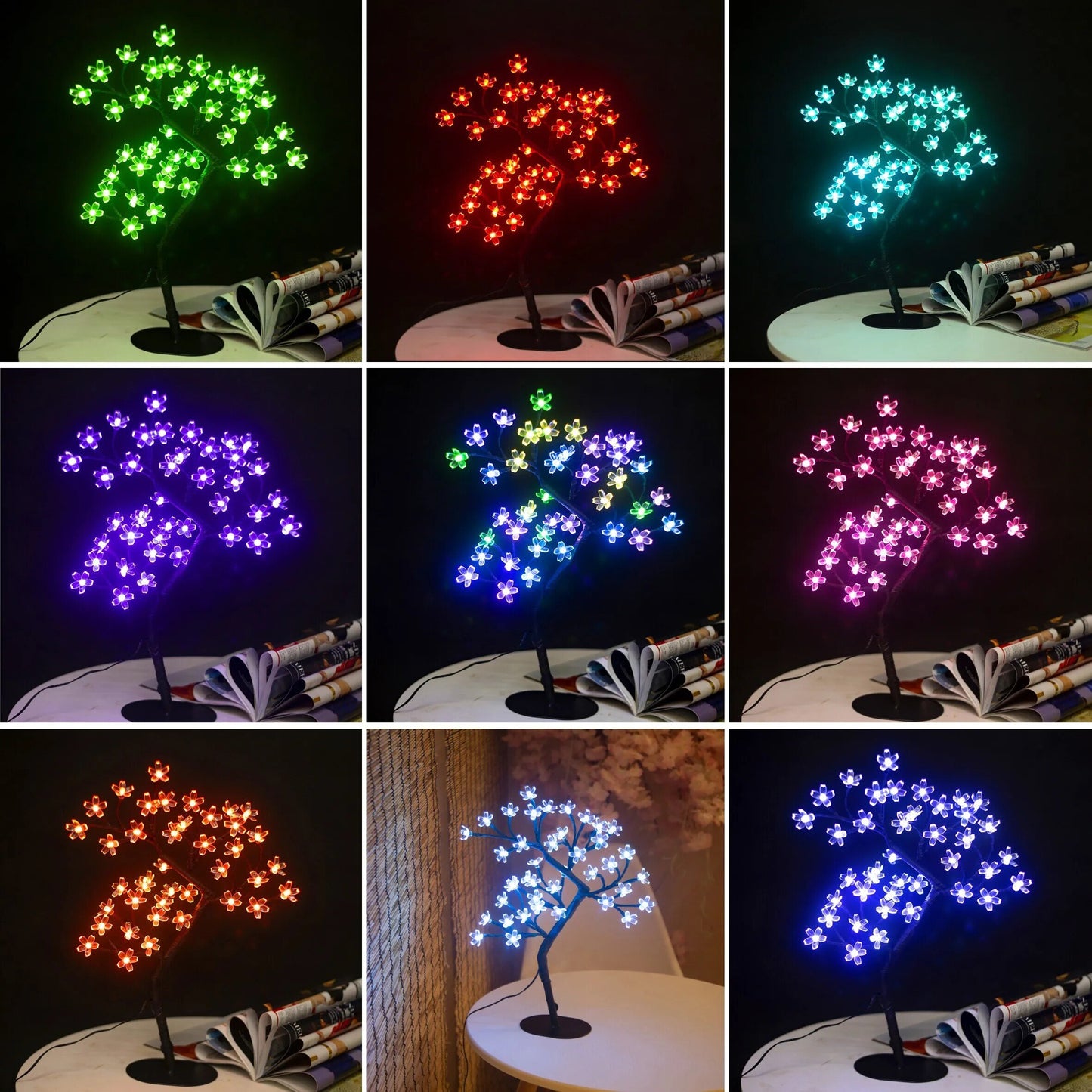 Lumière d'arbre de fleur de cerisier, 17 pouces, 40LED, lampe de table éclairée, fleur artificielle, bonsaï, alimenté par USB, cadeaux pour la décoration de la maison