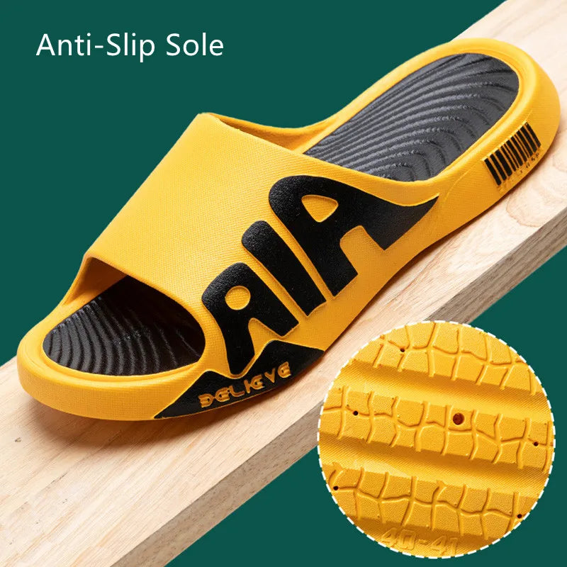 Men's Slippers Mute EVA Soft Outdoor Beach Slides Flat Unisex Slippers Non-slip Soft Flip Flops Male Thick Sole Anti-slip Shoes