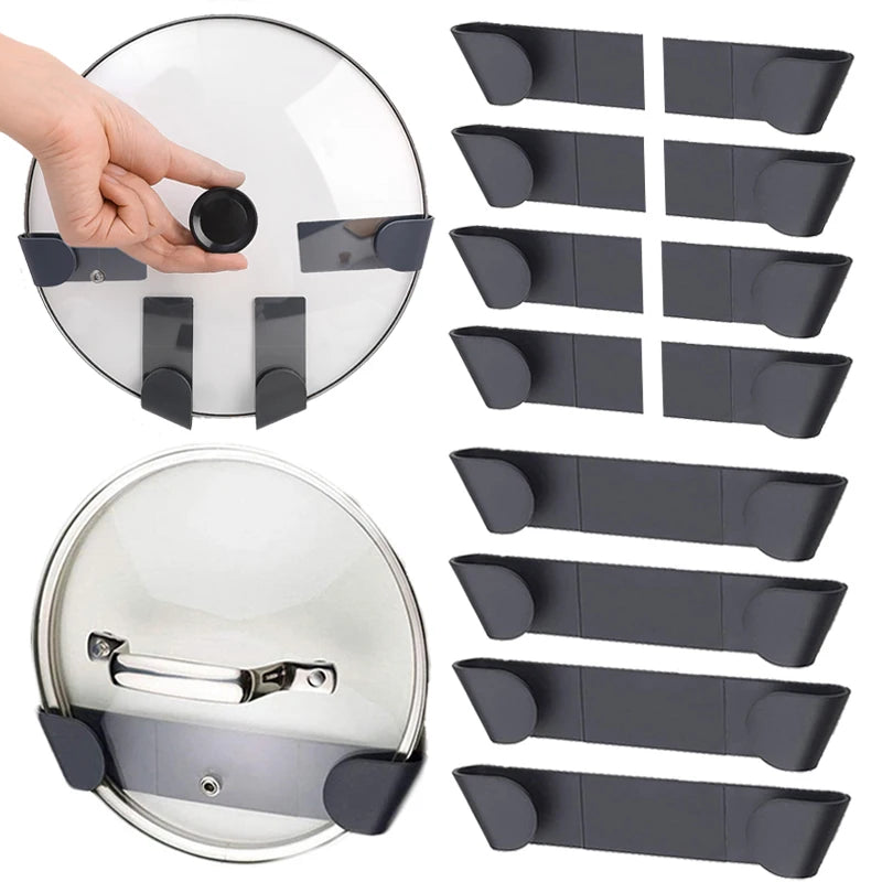 Self-Adhesive Pot Lid Organizer Rack Wall-Mounted No Punching Household Kitchen Storage Holder Pan Lid Holders Pot Cover Racks