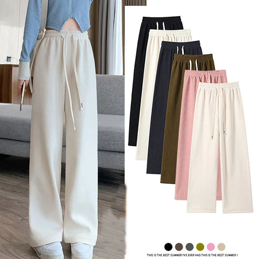 Women Long Pants Spring Autumn Women Elastic Waist Stright Long Wide leg pants 2023 Casual Female Long Pants Trousers