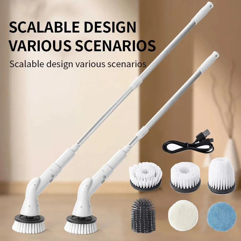 Brosse de nettoyage électrique 6 en 1, brosse de nettoyage rotative électrique sans fil, brosse de nettoyage de douche, gadgets de nettoyage de cuisine et de salle de bain