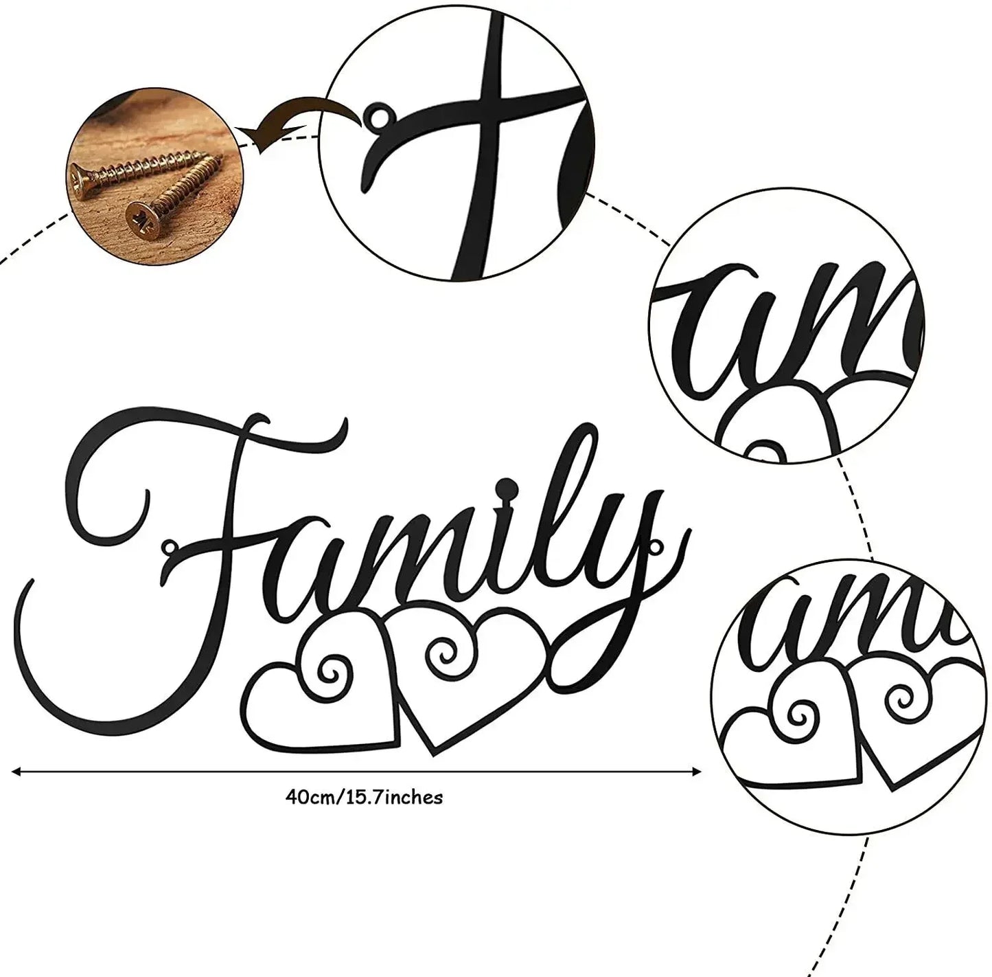 CIFBUY Family Wall Decor Sign Art Wall Hanging Decoration for Home Dining Room Kitchen Door Decorations Wall Decor (Black,Metal)