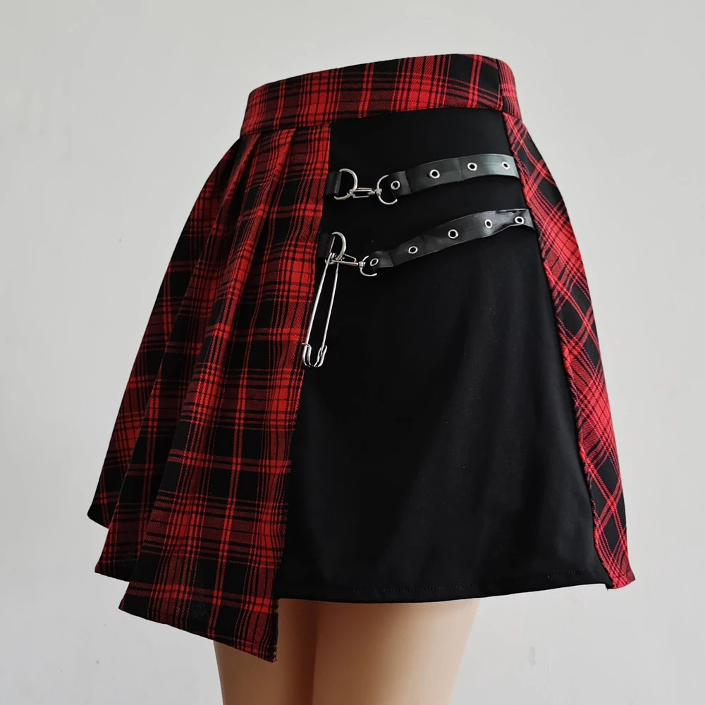 Minifalda Skater plisada Irregular Punk Harajuku para mujer, falda asimétrica con corte de cintura alta, ropa para discoteca de Hip Hop, falda harajuku gótica