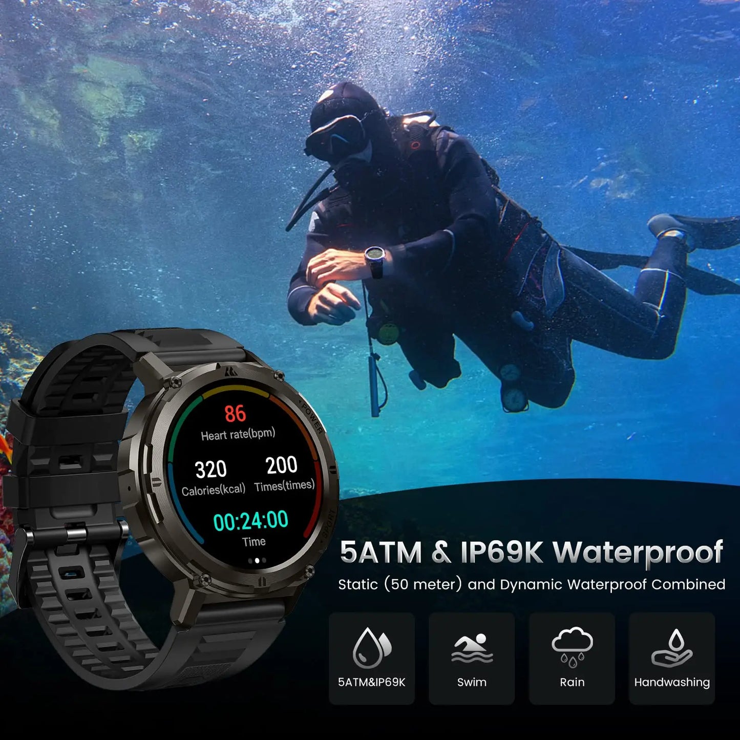 Reloj inteligente Original KOSPET TANK T2 Ultra militar para hombre, reloj inteligente para mujer, relojes electrónicos de Fitness AMOLED AI Voice AOD Bluetooth