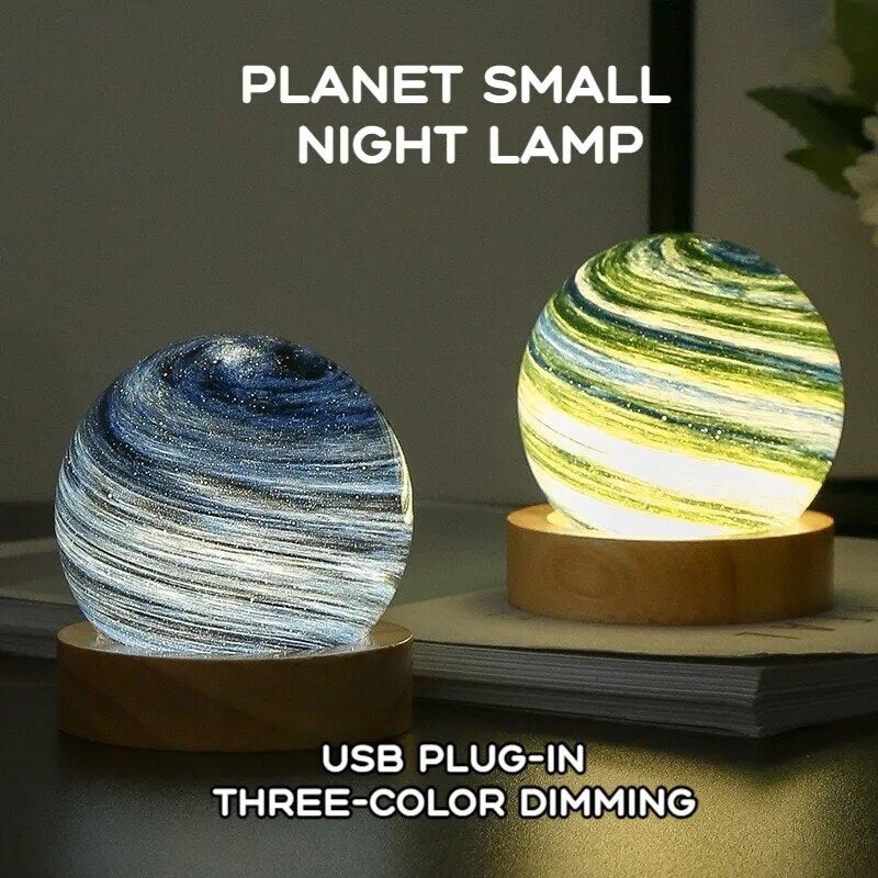 Lampe 3D en verre de lune, alimentée par USB, Mini veilleuse avec support en bois, pour enfants, filles, garçons, amis, cadeaux d'anniversaire et de noël