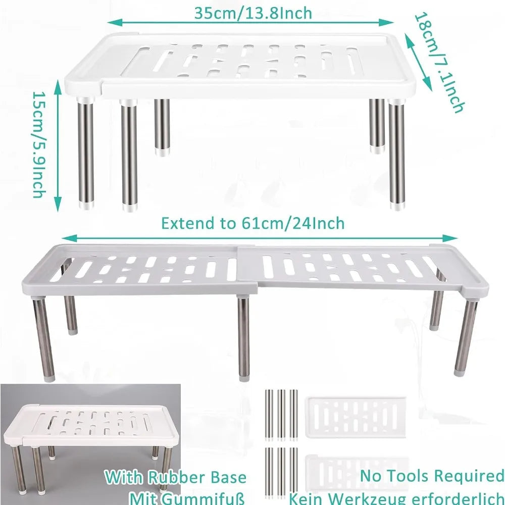 Étagère rétractable en acier inoxydable, 1 pièce, support de rangement multifonction, organisateur d'articles divers ménagers, bouteille d'assaisonnement de cuisine