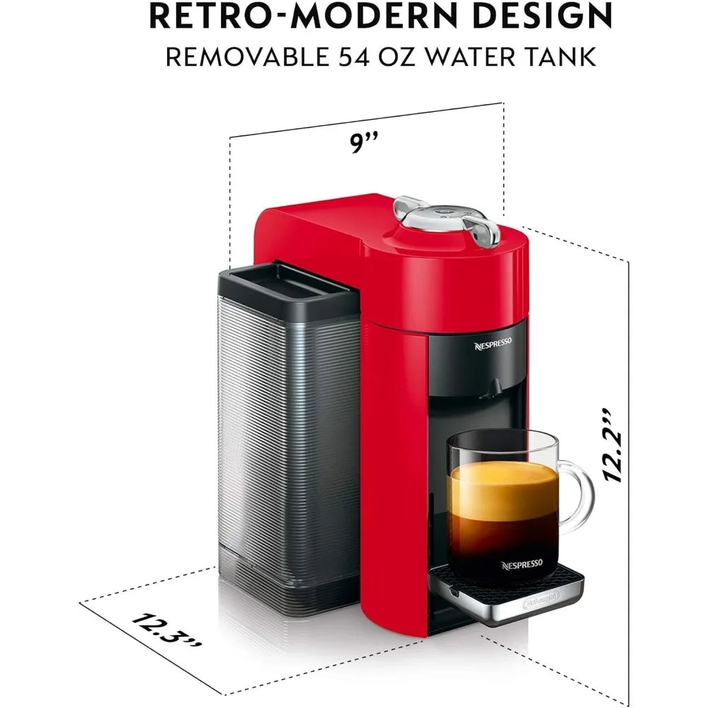 Cafetière expresso 1100 Ml, Machine à café et expresso avec mousseur à lait, capsules rouges brillantes, cuisine italienne