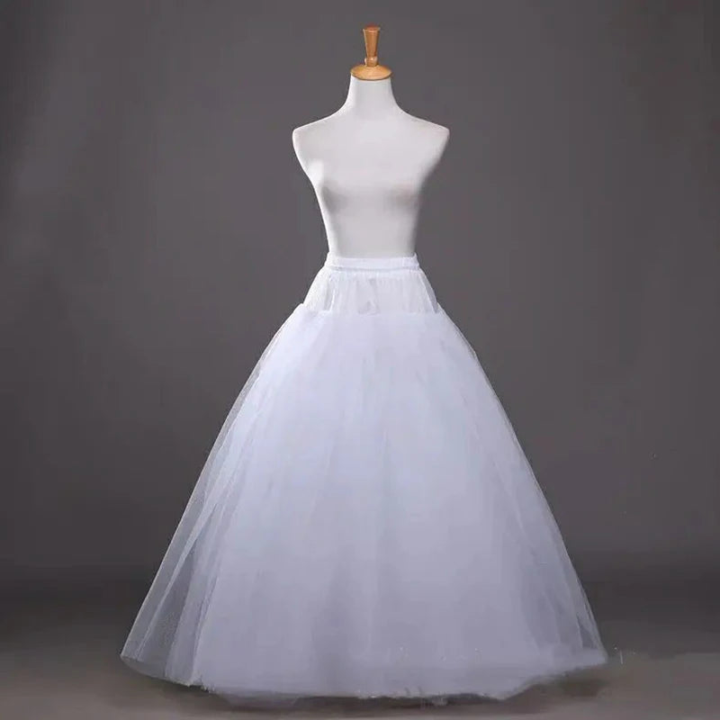 White Tulle Petticoat for A Line Style Wedding Dress 4-Layers No Hoops Bridal Wedding Accessories Long Petticoats Underskirt