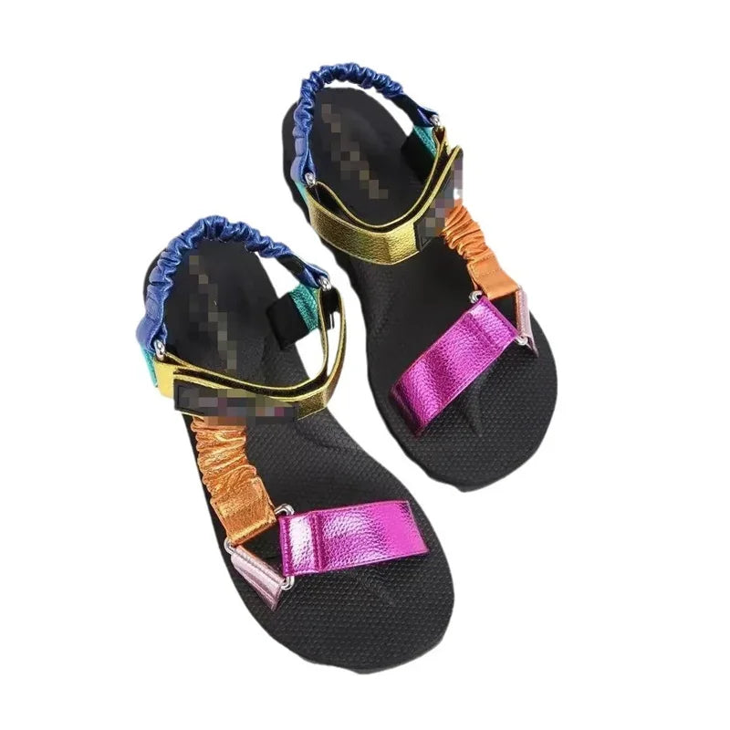 Chaussures plates d'été pour femmes, ensemble de cordes de chanvre, sandales de plage, pantoufles décontractées assorties avec tout, grande taille, été 2023