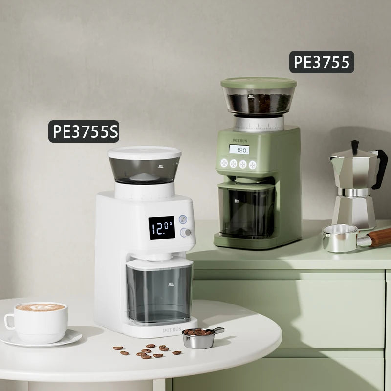 Petrus Electric Coffee Bean Grinder With 51 Precise Settings Stainless Steel Conical Burr Grinder With Digital Timer Display