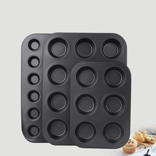 Moule à gâteau rond à 24 trous en acier au carbone antiadhésif pour muffins, moule à muffins, moule à pâtisserie, fournitures de cuisine, gadgets