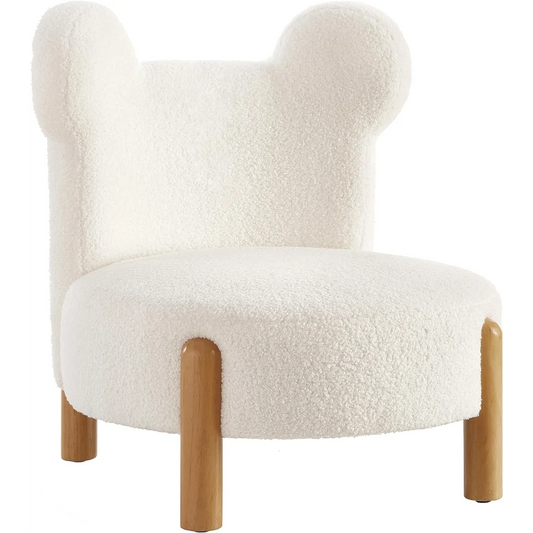 Ball & Cast Upholstered Kids Sofa Sherpa Bear Chair Armless Accent Chair, White