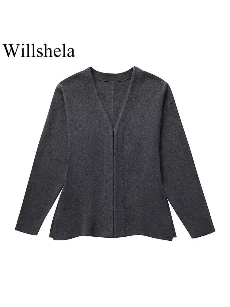 Willshela, conjunto de 2 piezas a la moda para mujer, chaqueta cruzada y espalda clásica, falda a media pierna de cintura alta con cremallera, conjunto de faldas elegantes para mujer