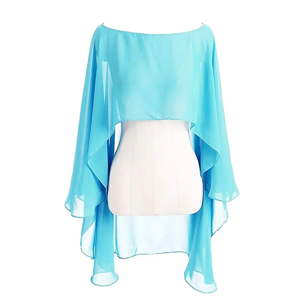 Women Chiffon Cape Bolero Femme Mariage Chalas Mujer Evening Wedding Bridal Jacket Wraps Accessories Peleryna Cloak Boda Shawl