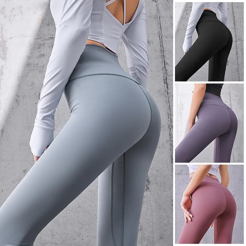 Pantalones de Yoga acanalados para mujer, mallas deportivas de cintura alta para gimnasio, mallas sin costuras para Fitness, Control de barriga, medias de entrenamiento para correr