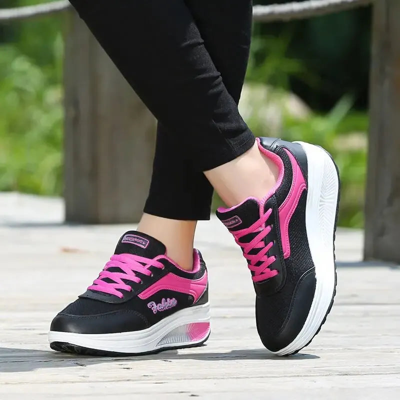 Zapatillas de deporte para Mujer, zapatos a la moda para Mujer, zapatos vulcanizados, zapatos planos de alta calidad, zapatos para Mujer, Zapatillas para caminar Blatform de talla grande para Mujer