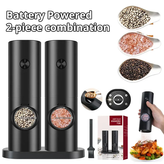 Lot de 2 moulins à sel et à poivre électriques avec grosseur réglable, rechargeables, alimentés par batterie, gadget de cuisine automatique