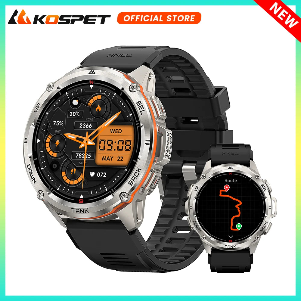 Original KOSPET TANK T3 relojes Ultra inteligentes para hombres GPS Smartwatch mujeres 470mAh electrónica Fitness AMOLED AOD relojes Bluetooth