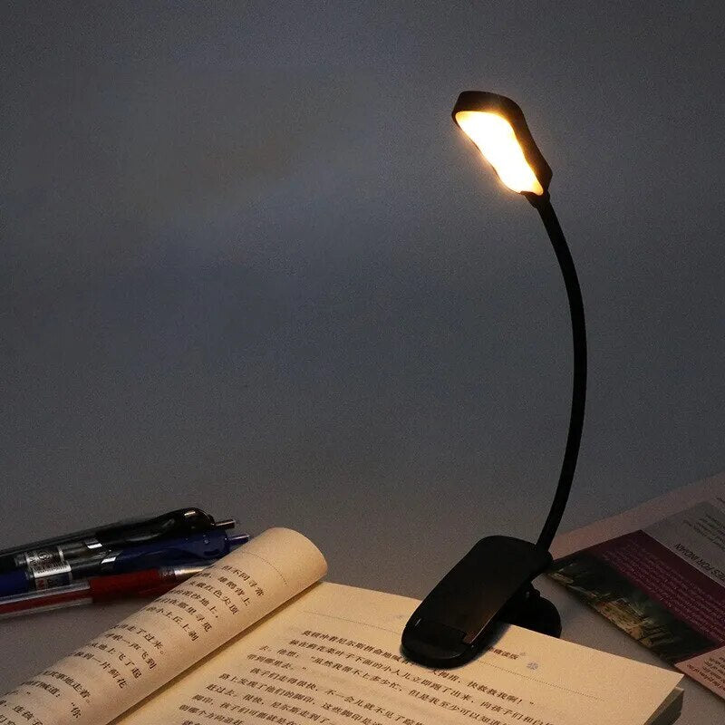 Luz de libro recargable Mini tipo 7 LED luz de atenuación 3 capas de Clip fácil Flexible lámpara de protección ocular de lectura nocturna en la cama