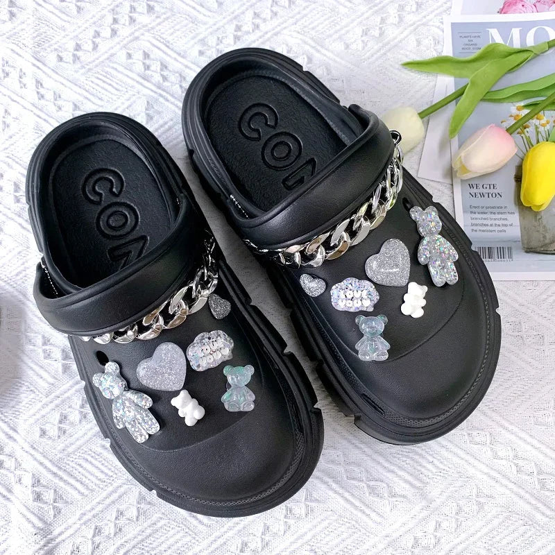 Women Sandals 2024 New Arrival Elegant Clogs Fashion Street Beach Slides Height Increasing Slippers For Girls