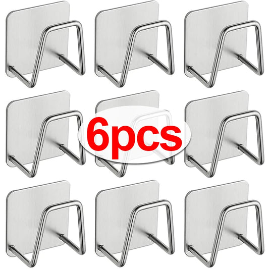 Soporte de esponjas para fregadero de cocina de acero inoxidable, estante de secado de drenaje autoadhesivo, ganchos de pared para el hogar, organizador de almacenamiento, 1-6 uds.