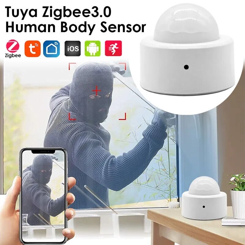 Tuya ZigBee-Sensor de movimiento PIR inteligente, Detector infrarrojo de cuerpo humano, inalámbrico, seguridad del hogar, uso de vida inteligente con puerta de enlace Zigbee